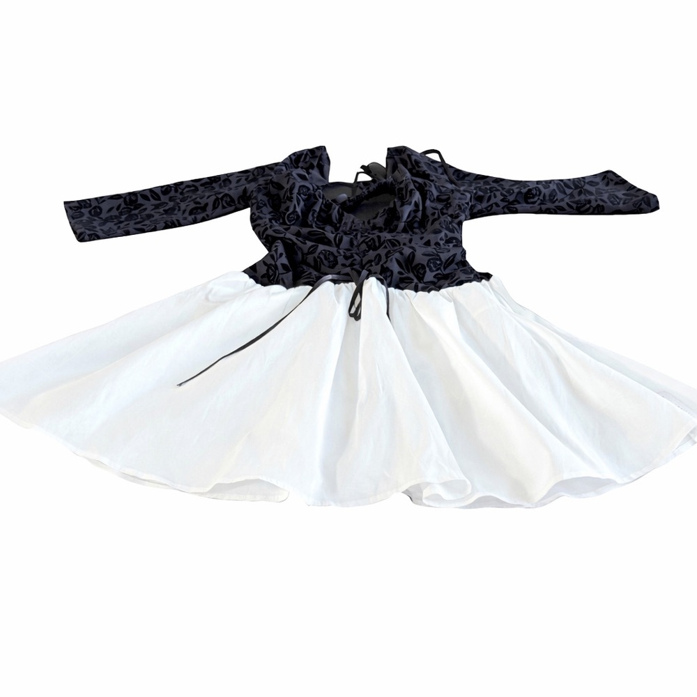 NWT For Love & Lemons Black Lace White Fit & Flare Mini Dress S